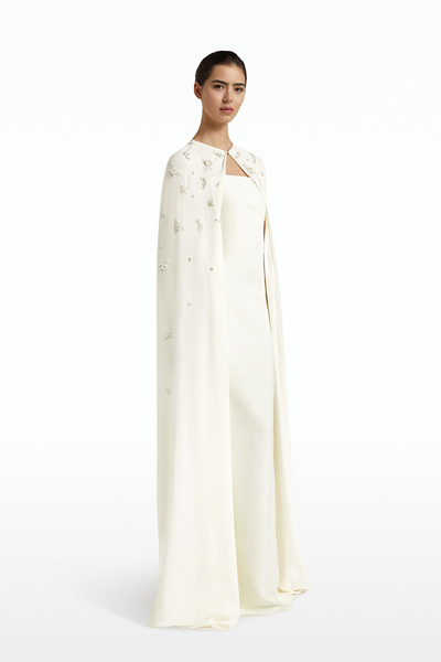 Cicil Ivory Embroidered Cape from Safiyaa