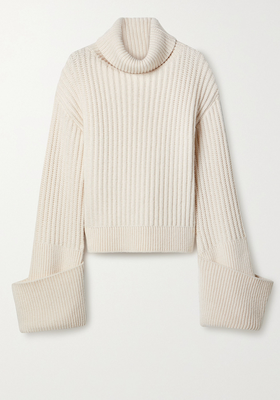 Aneke Oversized Ribbed Wool Turtleneck Sweater from The Row