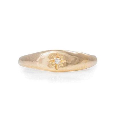 Solid Gold North Star Tiny Signet Ring from Chupi
