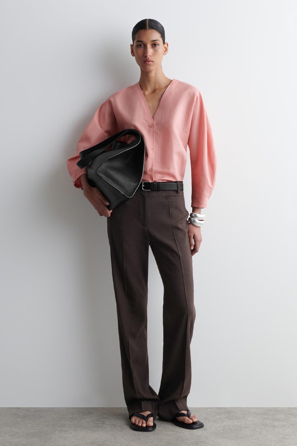 V-Neck Linen-Cotton Shirt from COS