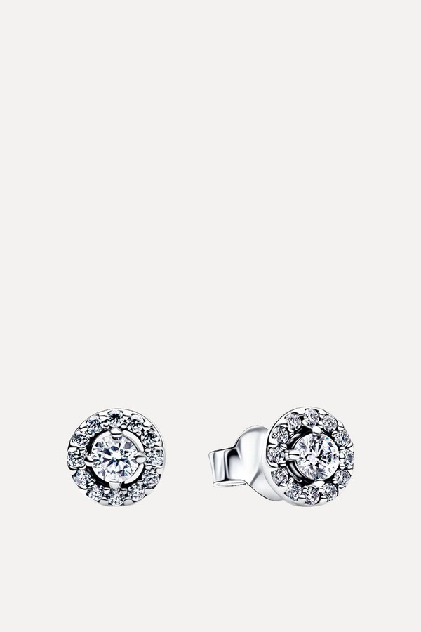 Round Pavé Halo Stud Earrings