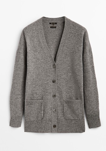 Long Cashmere Wool Knit Cardigan from Massimo Dutti