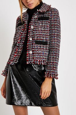 Red Check Boucle Jacket