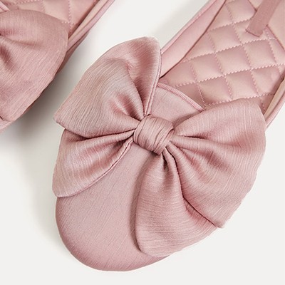 Sateen Bow Slippers from Oysho