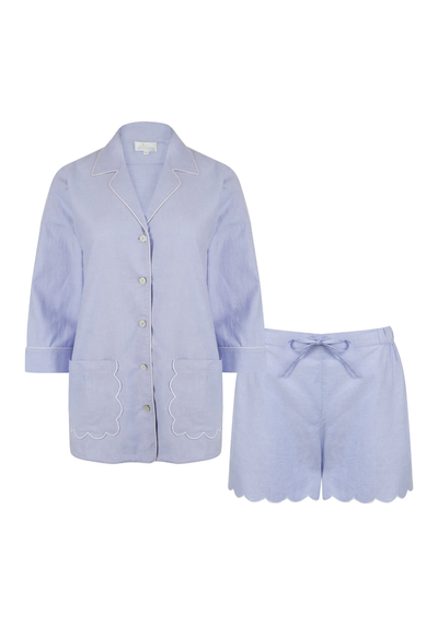 Blue Scalloped Short PJ Set from Siân Esther