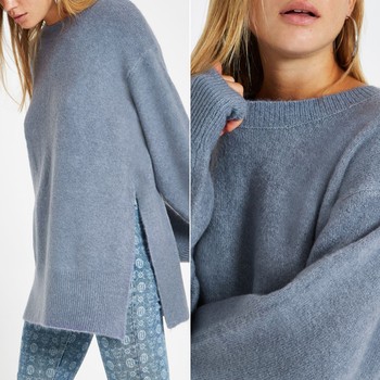 Blue Split Side Knit Jumper