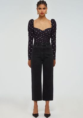 Polka Dot Stretch Crepe Top from Self-Portrait