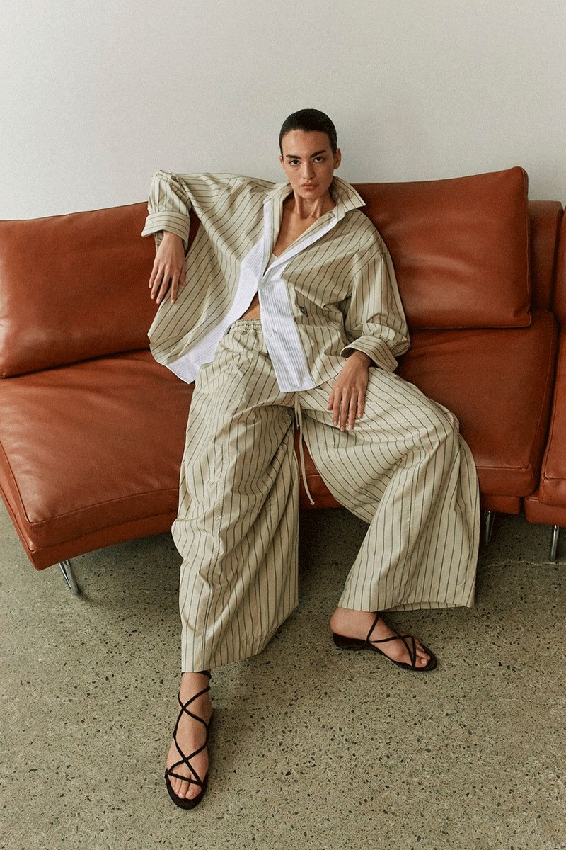 Pinstripe Shirt With Bib from Yaitte