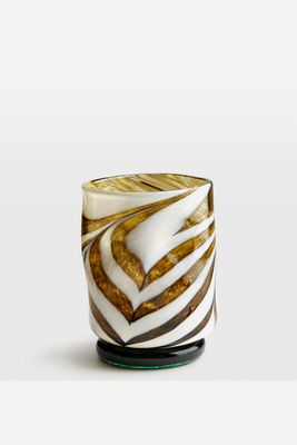 Tortoise And White Swirl Mid-Ball Glass Tumbler from Henry Holland