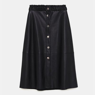 Faux Leather Midi Skirt from Zara