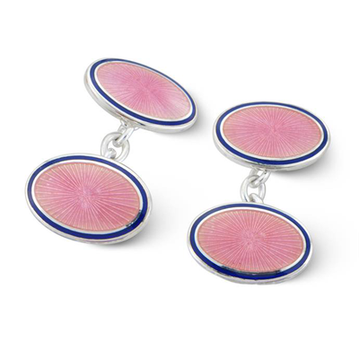 Pink Enamel & Silver Starbust Cufflinks from Argent Of London