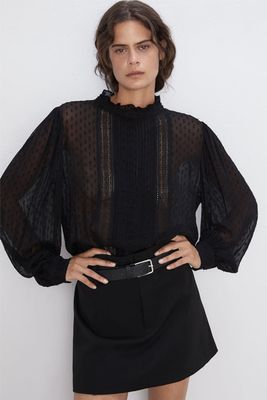 Semi Sheer Dotted Blouse