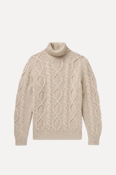 Cable-Knit Wool & Cashmere-Blend Rollneck Sweater from ANDERSON & SHEPPARD