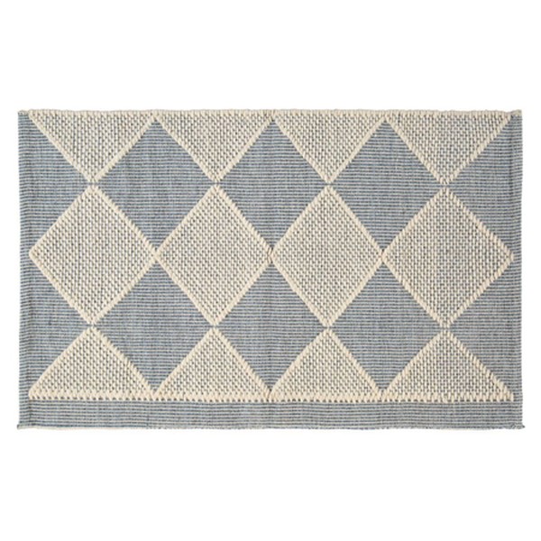 Cream & Blue Woven Rug