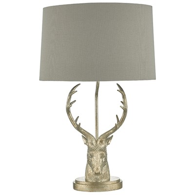 Stag Head Table Lamp, Silver from Linea