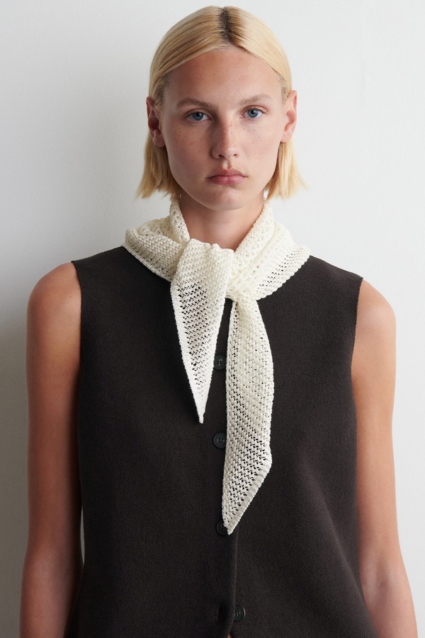 Pointelle Knit Triangle Scarf