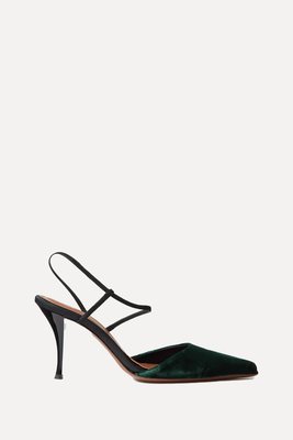 Tangra Suede-Trimmed Velvet Pumps  from Neous 