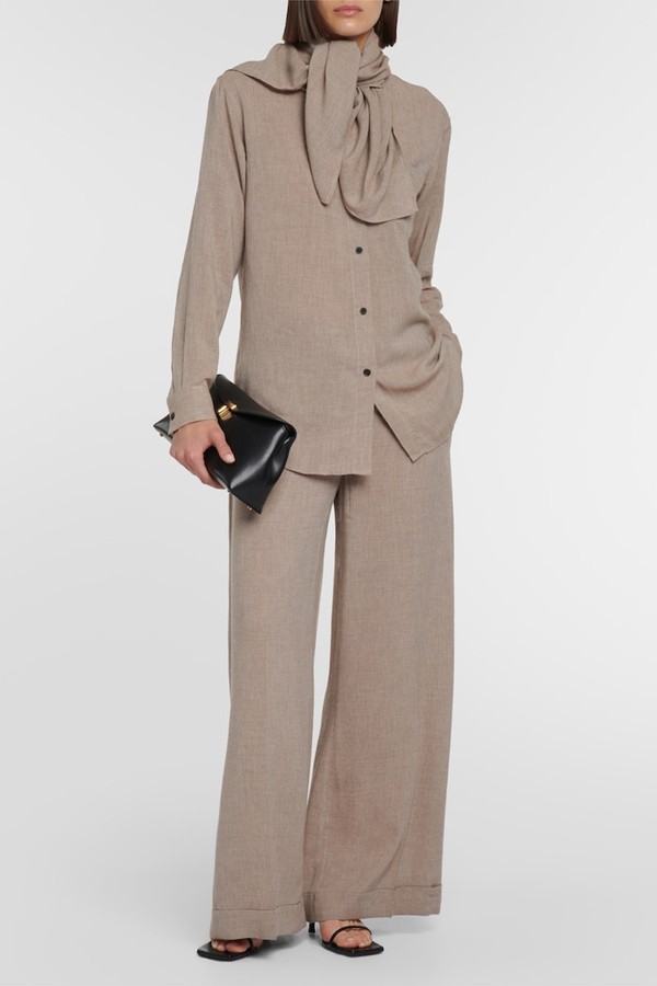 Scarf-Collar Mélange Shirt from Toteme