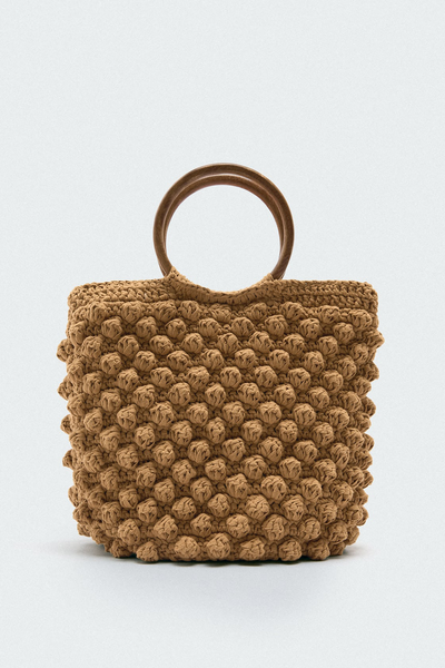 Crochet Bucket Bag With Knotted Texture from Zara