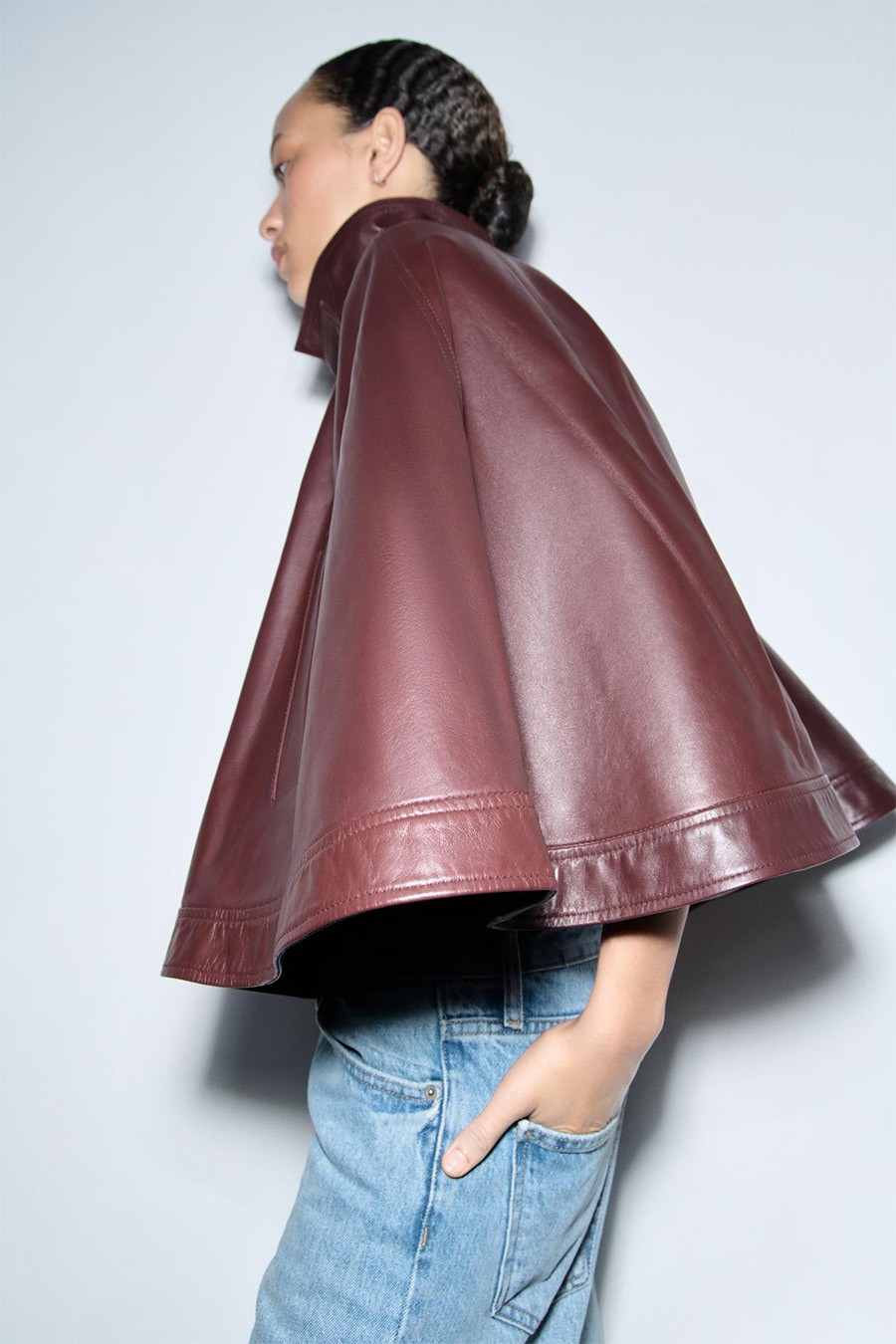 ZW Collection Limited Edition 100% Leather Cape from Zara