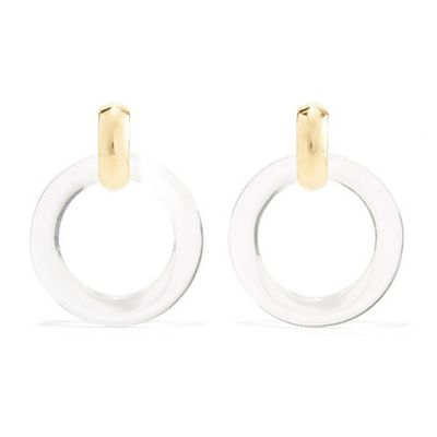 Gold-Plated Resin Clip Earrings