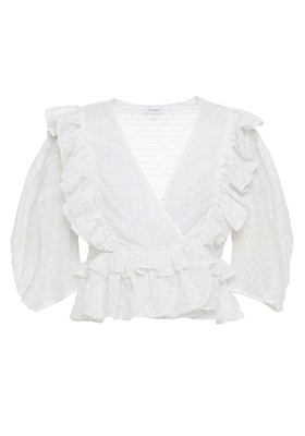 Elodie Cropped Ruffled Wrap Blouse from Rhode