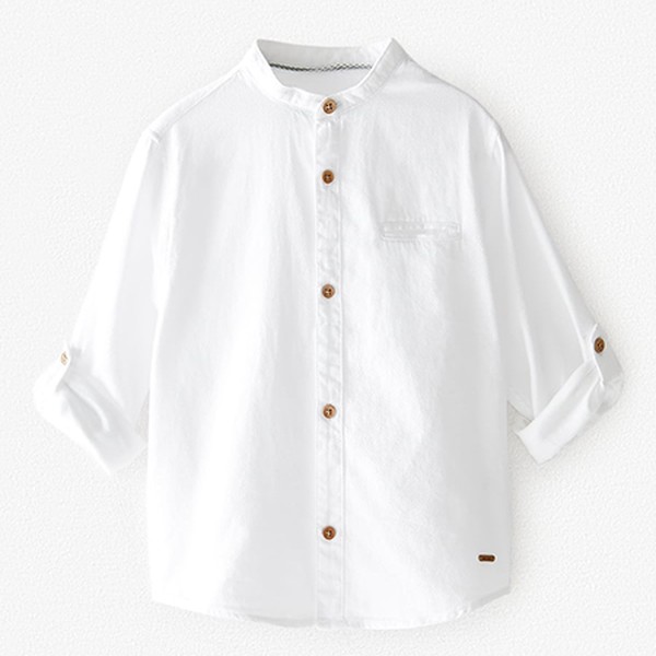 Textured Weave Shirt With Stand-up Collar from Zara