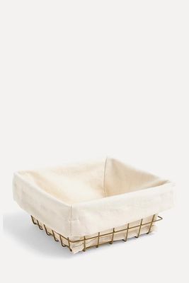 Fabric Lined Wire Bread Basket