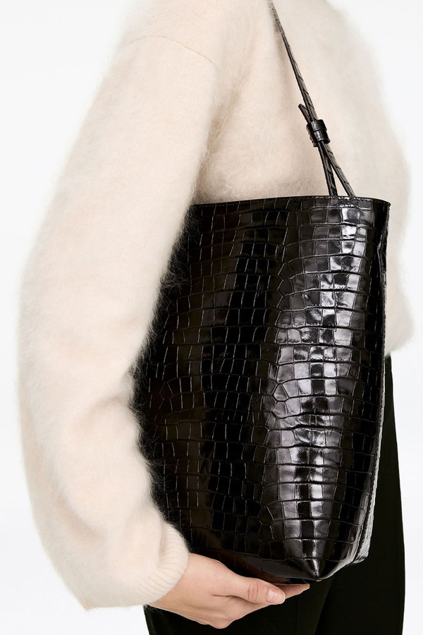 Croc-Effect Leather Tote from ARKET