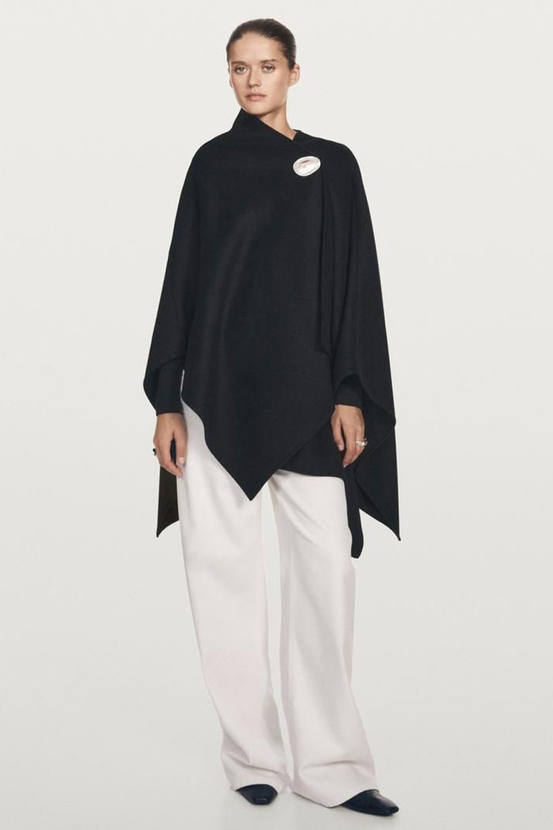 Wool Blend Felt Texture Cape