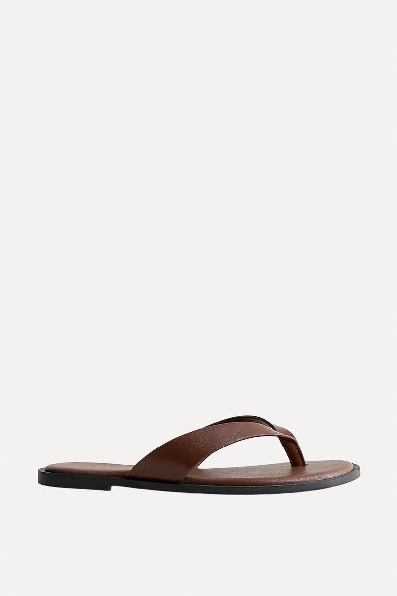 Faux Leather Toe Post Sandals