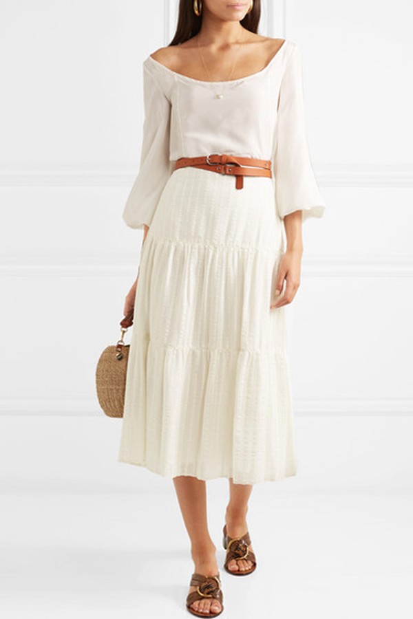 Striped Cotton-Jacquard Skirt from See By Chloé