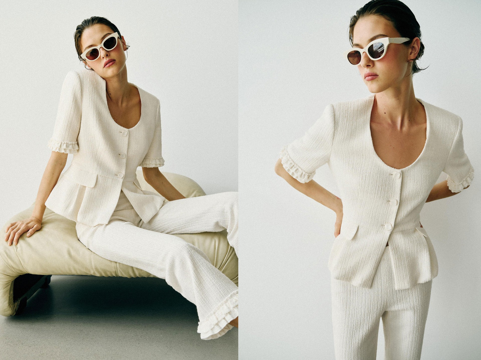 Peplum Jacket With Short Ruffle Sleeves