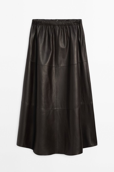 Nappa Leather Midi Skirt from Massimo Dutti