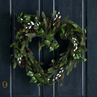 Ivy & Pussy Willow Heart Wreath