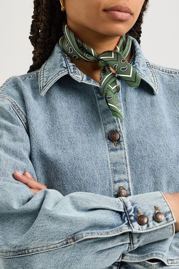 Paisley-Print Silk-Satin Scarf from Le Scarf