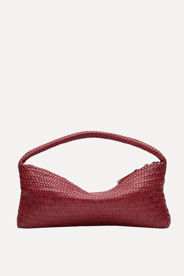 Nappa Leather Woven Croissant Bag from Massimo Dutti