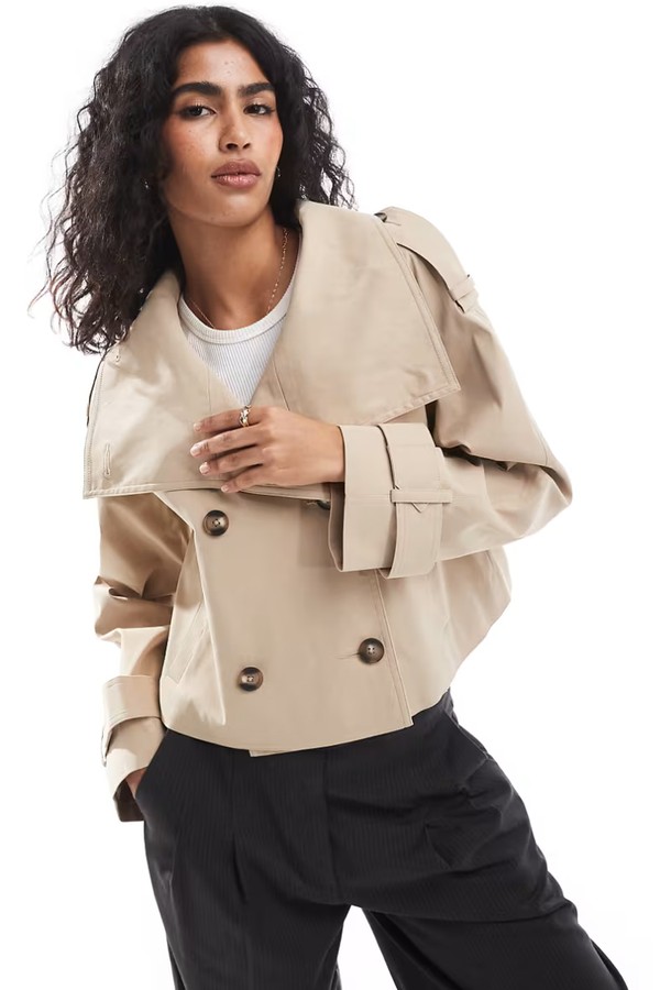 Cropped Funnel Neck Trench Coat from ASOS DESIGN