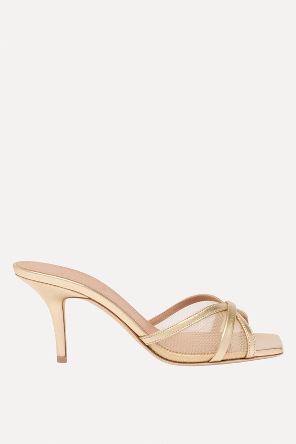 Perla 70 Gold Mesh Heeled Sandals