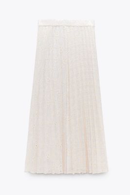Pleated Skirt With Embroidery
