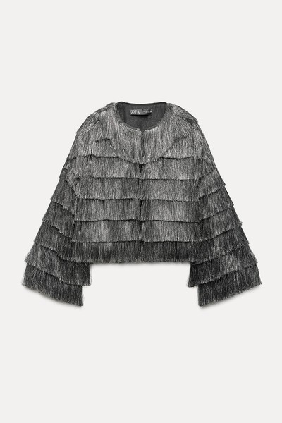 Metallic Thread Jacket With Fringing from Zara