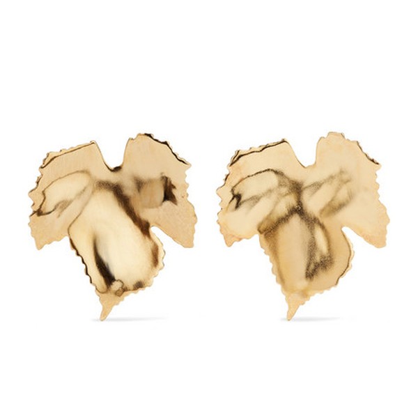 Grape Leaf Gold-Tone Clip Earrings from Oscar de la Renta