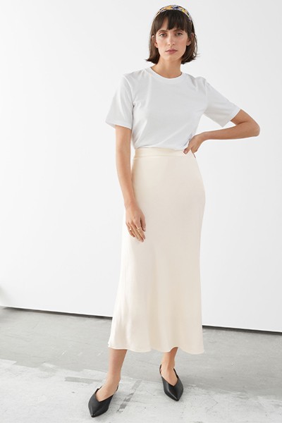 Flowy Satin Midi Skirt