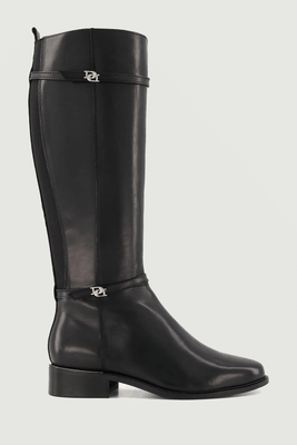 Leather Buckle Flat Knee High Boots from Dune London