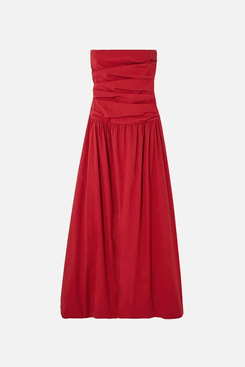 Strapless Tie-Back Crinkled Cotton-Blend Maxi Dress from St.Agni