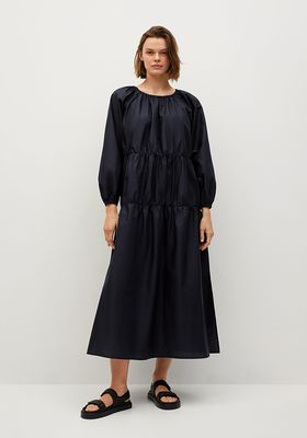 Puffed Sleeves Cotton Dress from Mango