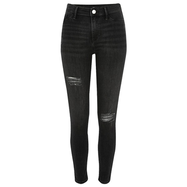 Black Molly Ripped Mid Rise Jeggings