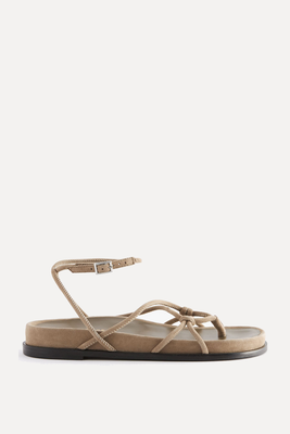 Leather Knot Detail Chunky Footbed Sandals  from Next