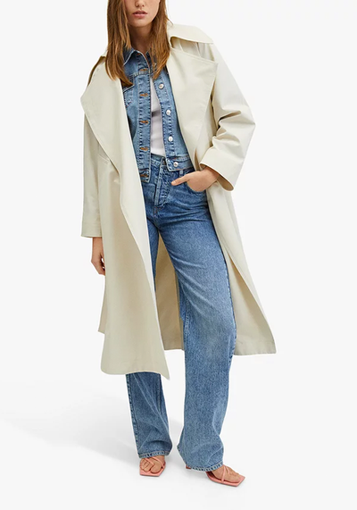 Mint Cotton Trench Coat from Mango