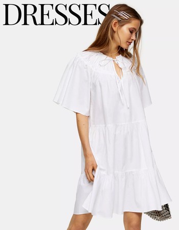 White Poplin Smock Mini Dress, £20 (was £29)